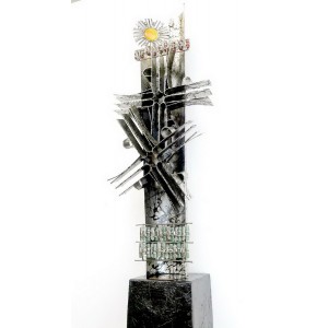Shakil Ismail, Allah, 9 x 24 Inch, Metal & Glass Casting with Semi Precious Stone, Sculpture, AC-SKL-036